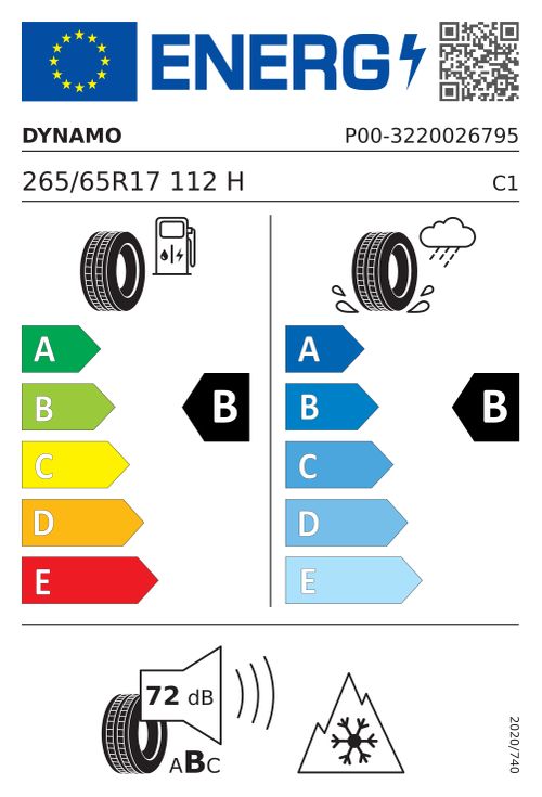 EU-Label DYNAMO ALL WEATHER 265/65R17 112H