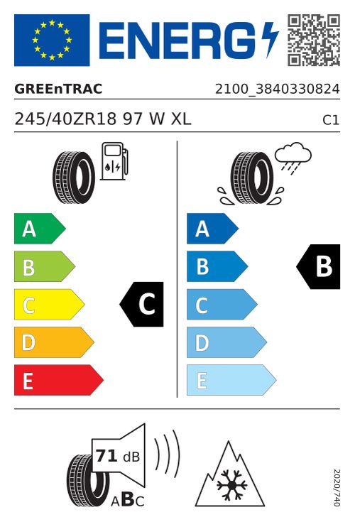 EU-Label GREENTRAC SEASON MASTER 245/40R18 97W XL BSW