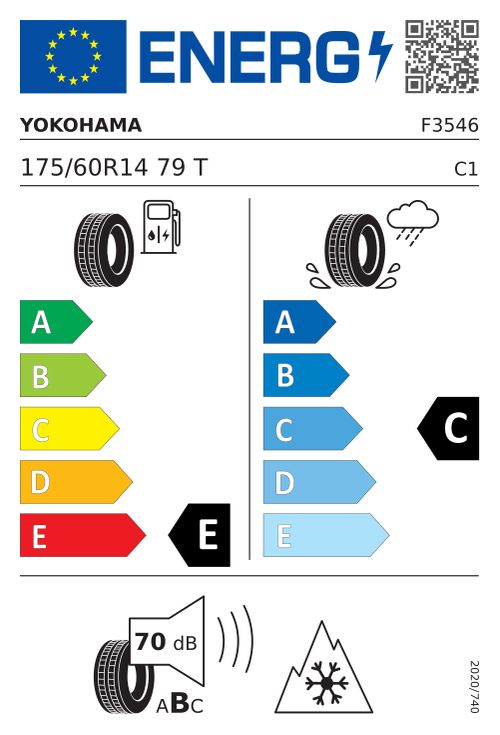 Étiquette européenne YOKOHAMA W.DRIVE (V903) 175/60R14 79T