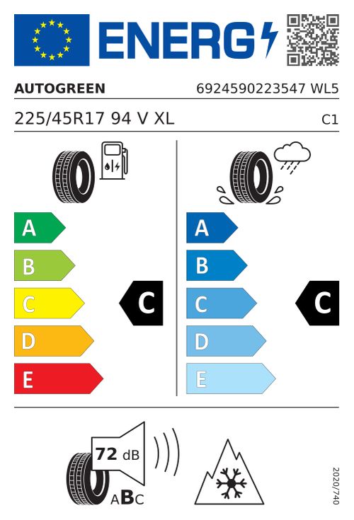 EU-Label AUTOGREEN WINTER-MAX A1 WL5 225/45R17 94V XL BSW