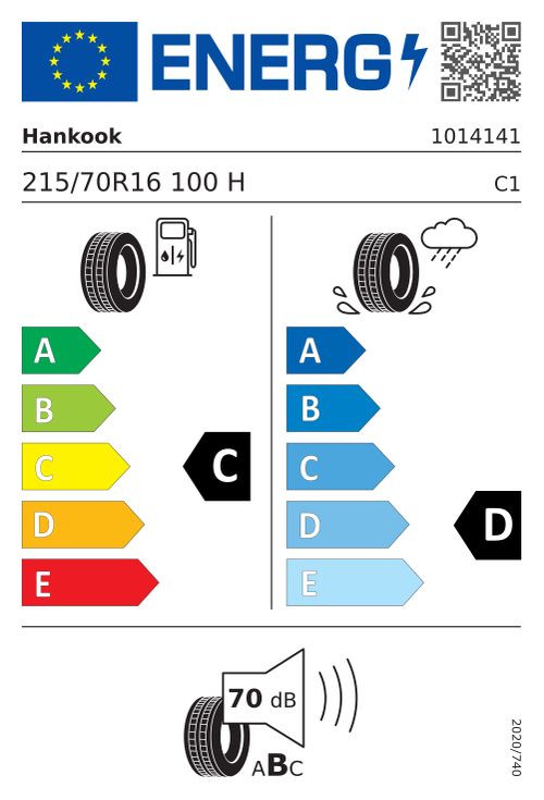 Étiquette européenne HANKOOK DYNAPRO HP2 (RA33) 215/70R16 100H