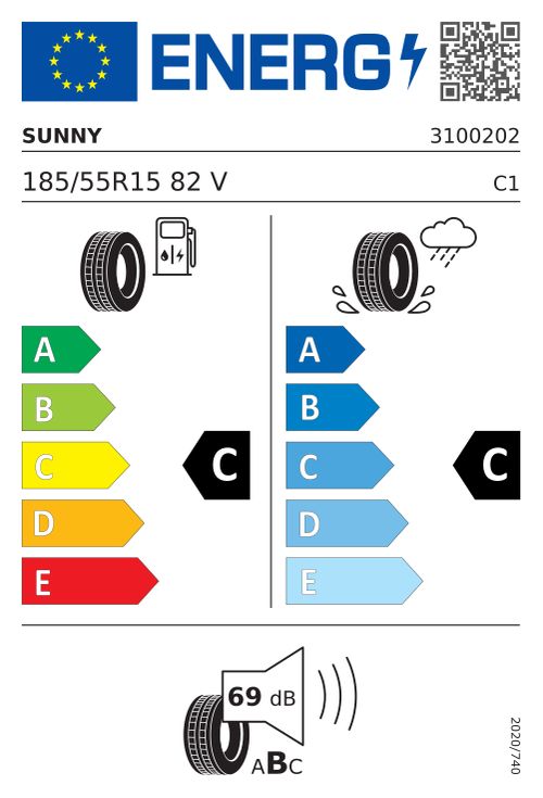 Étiquette européenne SUNNY SUNNY NP226 185/55R15 82V