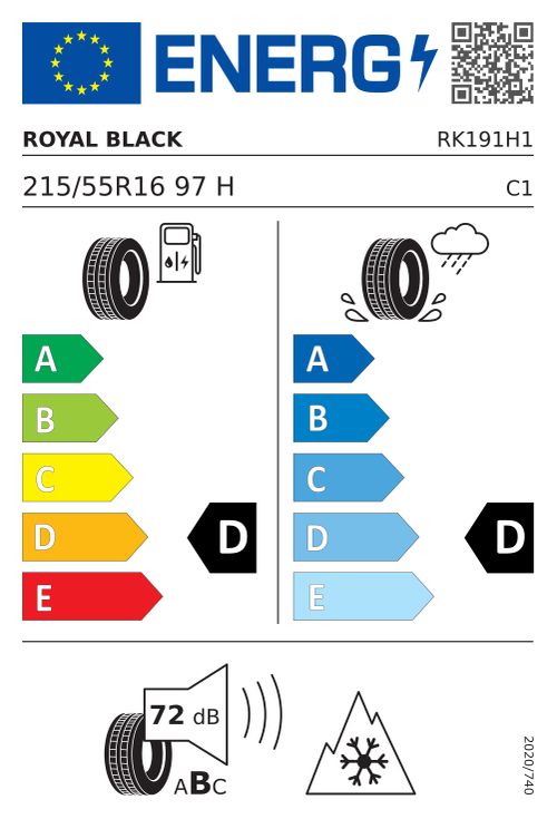 EU-Label ROYAL BLACK ROYAL WINTER 215/55R16 97H XL BSW