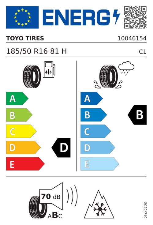 Étiquette européenne TOYO OBSERVE S944 185/50R16 81H MFS