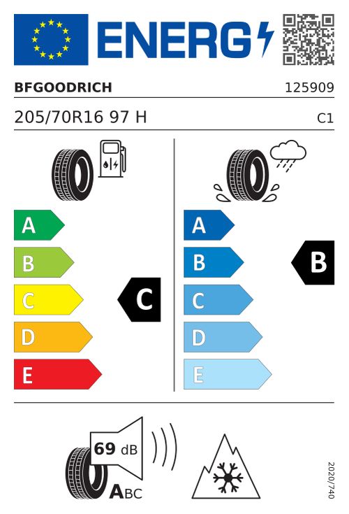 Étiquette européenne BFGOODRICH G-GRIP ALL SEASON 2 205/70R16 97H