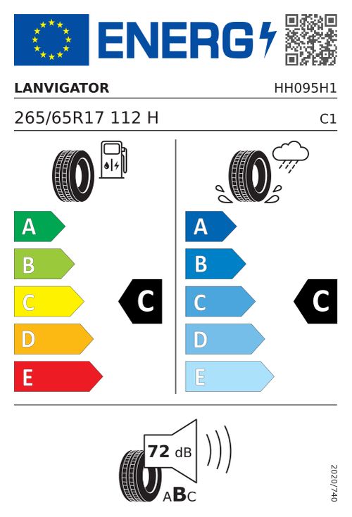 Étiquette européenne LANVIGATOR PERFORMAX H/T 265/65R17 112H BSW
