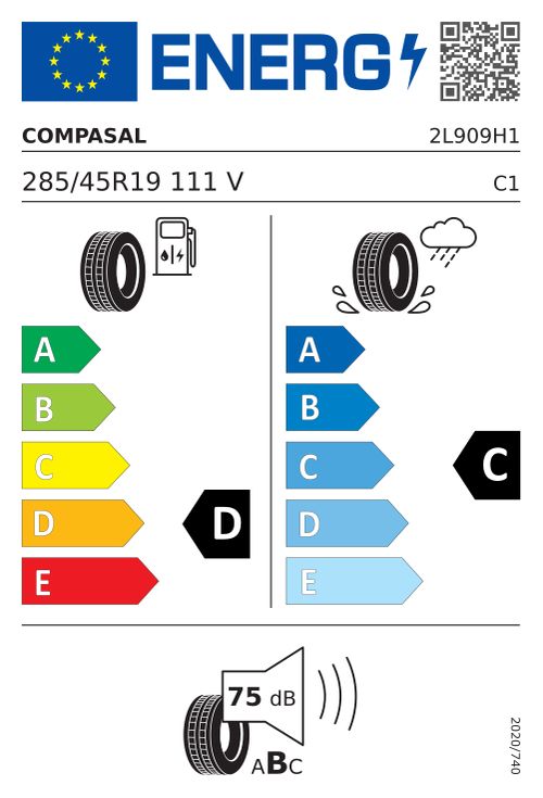 EU-Label COMPASAL BLAZER UHP 285/45R19 111V XL BSW