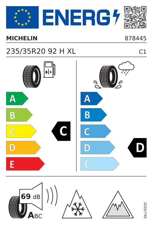 EU-Label MICHELIN X-ICE SNOW+ 235/35R20 92H XL MFS AA