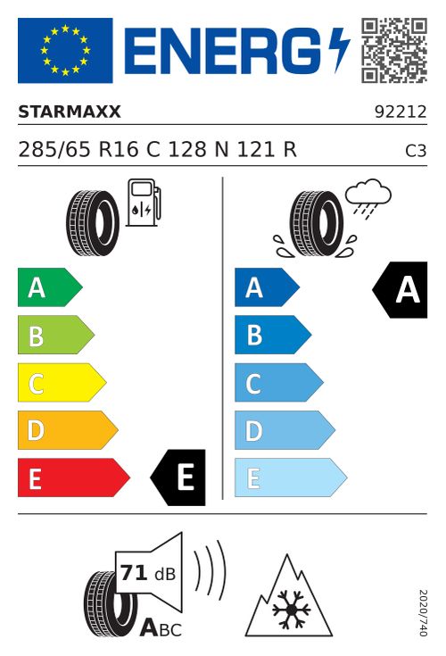 EU-Label STARMAXX PROWIN ST960 285/65R16C 128N