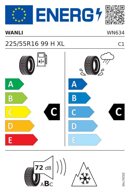 EU-Label WANLI WINTER-MAX A1 SW211 225/55R16 99H XL