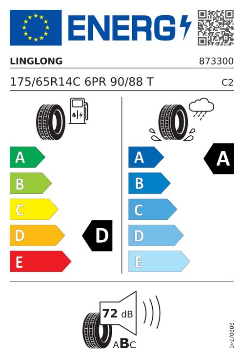 Étiquette européenne LINGLONG DURA MASTER VAN 175/65R14C 90/88T