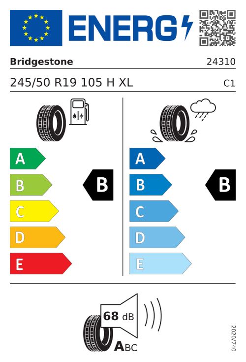 EU-Label BRIDGESTONE POTENZA SPORT (RE0) RFT 245/50R19 105H (RE0) RFT XL ENLITEN BSW