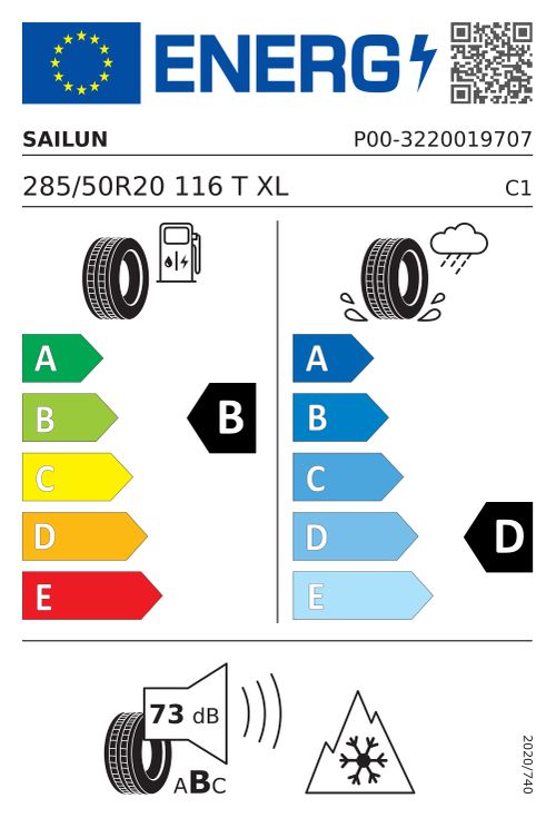 EU-Label SAILUN ICE BLAZER ARCTIC EVO (SW82) 285/50R20 116T XL FSL BSW