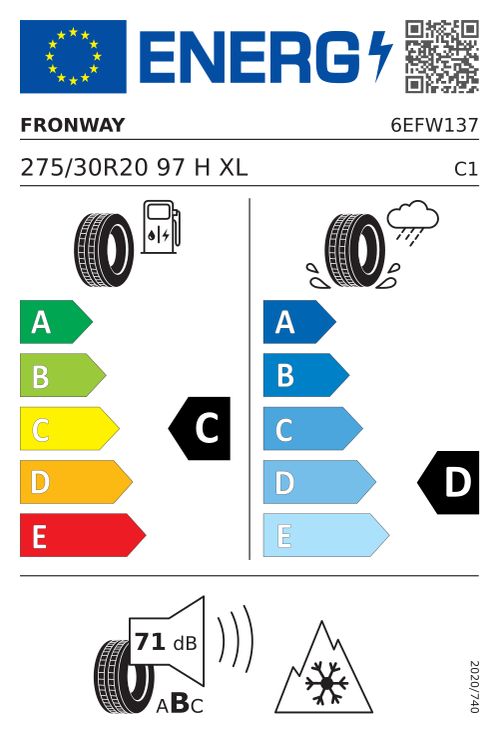 Étiquette européenne FRONWAY ICEMASTER II 275/30R20 97H XL BSW