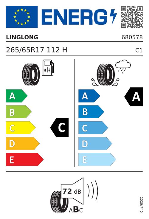 EU-Label LINGLONG SPORT MASTER C/S 265/6517 112H