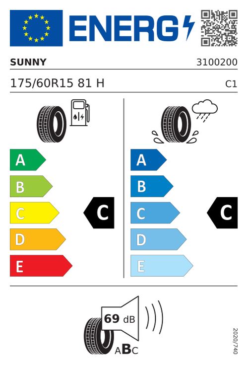 Étiquette européenne SUNNY SUNNY NP226 175/60R15 81H