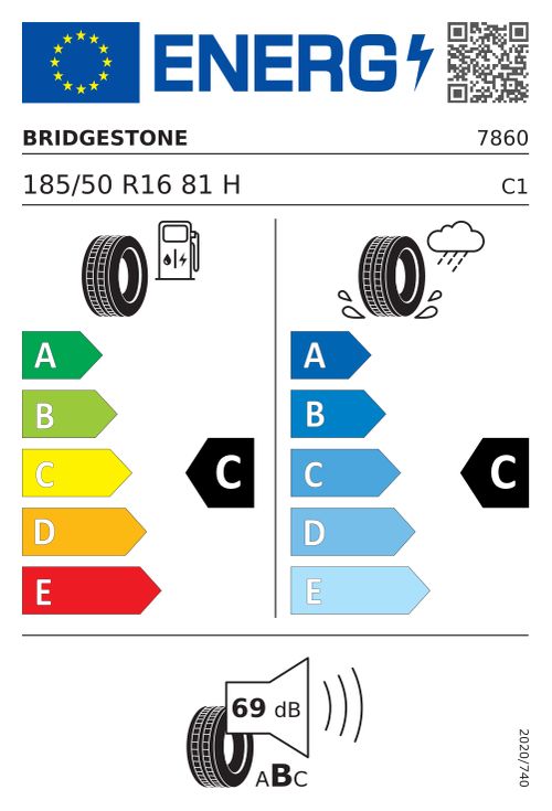 EU-Label BRIDGESTONE TURANZA T001 185/50R16 81H