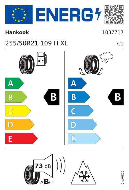 Étiquette européenne HANKOOK Winter i*cept evo 4 W340 255/50R21 109H XL Y SBL